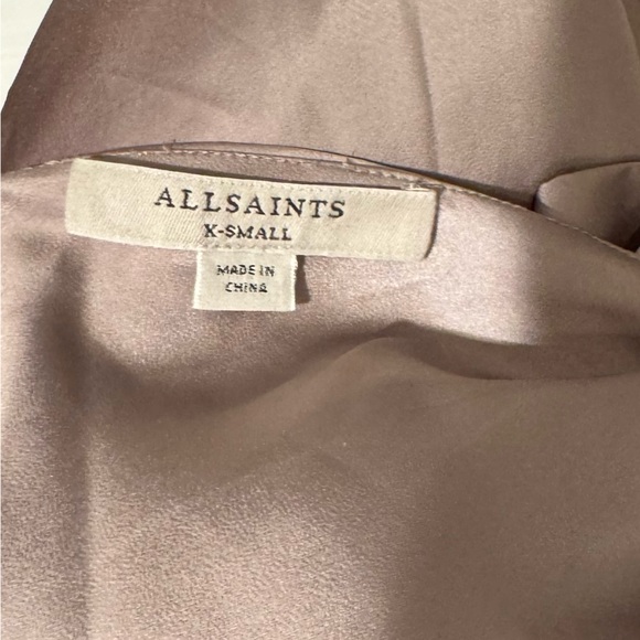 ALL SAINTS MIDI Satin Slip Dress Sleeveless V Neck Gray Silver NWOT - Picture 9 of 10